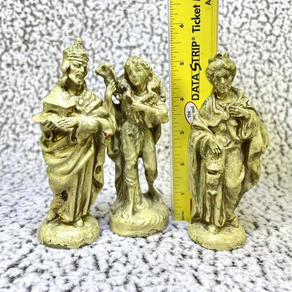 VTG Nativity Paper Mache 9 Figurine Set Baby Jesus Manger Mary Joseph Wise Men - Picture 2 of 16